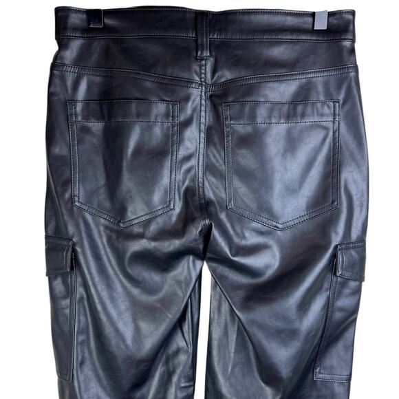 GAP NWT 2 Black Faux Leather Straight Leg Loose Fit High Rise Pants Pockets - Picture 4 of 10